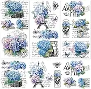 BEUNITONE 3 Sheet Hydrangea Vintage Text Rub on Transfers Blooming Hydrangeas Rub on Transfers for Crafts and Furniture Retro Black Pylons Home Decor Furniture Transfer Wall Decal 11.8 Inch* 5.9 Inch