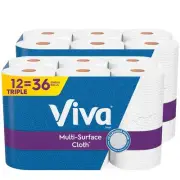 Multi-Surface Cloth Paper Towels, 12 Triple Rolls, 165 Sheets Per Roll (2 Pac...