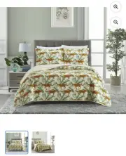 Wild Safari 3 Piece Quilt Set Big Cat Jungle Themed Pattern Print Bedding -