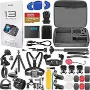 GoPro HERO13 (Hero 13) Black - Waterproof Action Camera with 5.3K Ultra HD Video, 27MP Photos, Live Streaming, Webcam, Stabilization + 128GB Card, 50 Piece Accessory Kit - Bundle