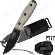 ESEE Model 3 Black Blade Plain Edge Glass Breaker BLK Sheath MOLLE Back 3MIL-P-B