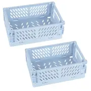 2-Pack Mini Foldable Plastic Baskets for Organizing and Storage, Collapsible ...