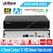 Dahua 4K 4Ch 1U 1HDD VGA HDMI P2P SMD Network Video Recorder NVR4104HS-4KS2/L
