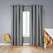 2PCS Grey Blockout Curtains Blackout Curtain Bedroom Window Eyelet Draperies