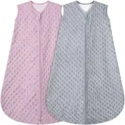 BSTOPPT Fleece Baby Sleep Sack With Plush Dots,2 Pack TOG 1.5 Baby Wearable B