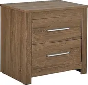 Priceworth Jason 2 Drawer Dresser for Bedroom, Bedside Table with Drawers, Can Hold Lamp & Store Essentials, Made from MDF, Particle Board Frame, Metal Runners and Handles, 56H x 58W x 39D CM,Dark Oak