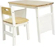 Damoch Family™ Kids Study Desk and Chair Set - Cute and Functional, Including 2 Canvas Storage Bags and Transparent Table Protector Mat, Creating Perfect Sense for School and Homework