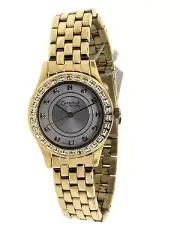 Caravelle by Bulova 44L112 Women's Round Analog Gold Tone Crystals Bezel Watch