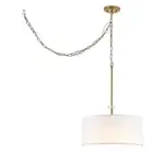 Home Decorators Collection Dawson 1-Light Aged Brass Pendant w/White Fabric Shad