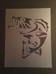 Bass Fish #1 Stencil 10mm or 7mm Thick, Large Mouth Bass, Fish, Fishing