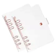 PVC A6 Clear Binder Cover with Snap Button Closure 6 Ring,Rose Gold,2Pcs