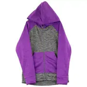 HEAD Youth Girls Full Zip Hoodie Jacket, Small (7/8), Charcoal Heather / Purple