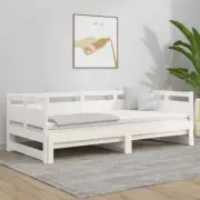 Single Size Pull-Out Trundle Daybed Sofa Day Bed Frame Wood Base Platform White