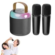 Mini Karaoke Machine Portable Bluetooth Karaoke Speaker with 2 Wilreless Microphones-Black