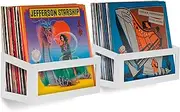 Hudson Hi-Fi Wall Mount Vinyl Record Storage 25-Album Display Holder - White Pearl - Two Pack