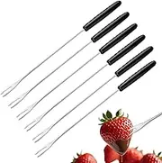 6 Pcs Stainless Steel Fondue Forks Long Heat Resistant Handle Roast Meat Chocolate Dessert Cheese Marshmallows