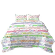 Stripes and Rainbow Unicorn Pattern Coverlet