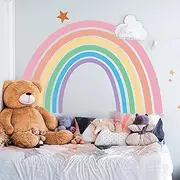 Decords Rainbow Wall Decals Peel & Stick - Boho Sticker for Kids Bedroom - Girls Nursery Decor - Made in Europe, White