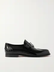 [Christian Louboutin] Christian Louboutin - Cl Moc Embellished Glossed-leather Loafers - Black - IT41 IT 41 Black