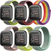 6 Pack Breathable Sport Loop Bracelet Band Compatible for Fitbit Versa 2/Versa/Versa Lite Women/Men,Nylon Strap Replacement Wristband for Fitbit Sense/Versa 3…