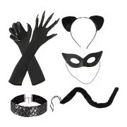 Cat Woman Costume Outfit Halloween Party Costume Set Black Cat Costume Accessori