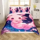 Axolotl Bedding Set Queen Cartoon Salamander Comforter Cover Set for Kids Teens