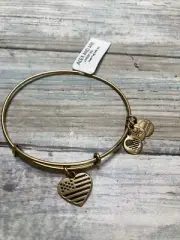 Alex and Ani Silver Tone Heart Flag Bangle NWT