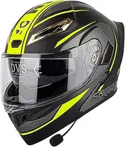 Bluetooth Modular Motorcycle Dual Visor Helmet,ECE Approved Snowmobile Motorcycle Helmets with Waterproof Bluetooth Motorbike Street Bike ATV Helmet for Adults Men Women