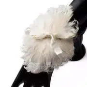Set of 6 Sparkling Ivory Feather & Sequin Wrist Corsages