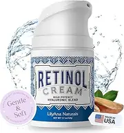 Retinol Cream Moisturiser for Face and Eyes, Use Day and Night - for Anti Ageing, Acne, Wrinkles - made with Natural and Organic Ingredients - 30ml