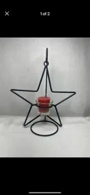 HANGING STAR VOTIVE & TEALIGHT CANDLE HOLDER W/ GLASS CUP (CANDLE SOLD SEP) 13”