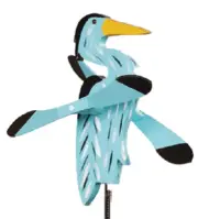 Amish Crafted Whirlybird Whirligig Garden Stake Wind Spinner - Heron