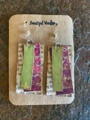 Handmade Paper Dangle Earrings /Homemade Boho, Lightweight