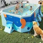 WSZDRH Foldable Swimming, Pool Non-Inflatable Pool, Hard Plastic Shell Portable Pool, Dog Pool, Rectangular Frame Pool Above Ground Swimming Pool, Pools for Backyard (Size : 8.5ft)