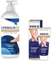 UREABALM25 500mL & Hydra 20 100g Ultra Moisturising Cream Combo Pack For Cracked, Dry or Rough Skin, Non-Greasy