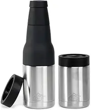 FROSTIFY Stubby Holder | 3 in 1 Alloy Steel Wine Chiller - Premium Insulated Beer Bottle Holder and Can Cooler with Beer Opener for Beer Lovers | Keep Your Beer Colder (Silver)