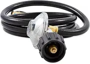 Camco Low Pressure Gas Regulator with 6' Hose and Female Quick Connect x Acme Nut- Simple and Quick Install - Use with Low Pressure Gas Appliances (57629)