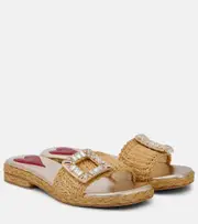 [Roger Vivier] Roger Vivier Crystal-embellished raffia mules AU 7 white