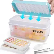 Ice Cube Tray with Lid and Bin, 64 Pcs Mini Ice Cube Trays with Scoop and Ton...