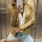 Chic Sequin Women Jackets Fashion Sparkly Glitter Office Lady Short Blazer Coat