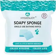 HYGIENJOY-Rinse Free Bath Sponges No Rinse Bathing Wipes(25 Counts)-No Residue Shower Wipes,Soap Infused,Lather,For the Elderly,Bedridden,Campers,Hikers,Post Surgery Must Haves