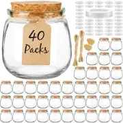 Syntic 40 Pack Small Glass Jars with Cork Lids, 7oz Empty Candle Jars for Mak...
