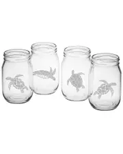 Susquehanna Glass Set of 4 Sea Turtles Drinking Jars