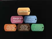 ALUMINUM DOG TAG GI TAG PERSONALIZED UP TO 4 LINES EACH SIDE - 30" CHAIN OR RING