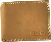 [JCB] Soft Grain Leather Wallet - Built-in RFID Technology - Mens Accessories - 8 Credit Card Holder - Includes Zip Coin Pocket, Flap ID Holder - Designer Wallets for Men - Gift Boxed, Tan, ID Pocket