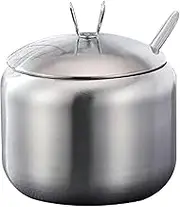 Seasoning Jars - Condiment Canisters Pots Stainless | Stainless Steel Condiment Canisters | Lidded Co0ndiment Containers With Spoons | Flavouring Bowls For Kitchen, Bbq, Baking, Cooking, Camping