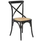 ROBYN SOLID BLACK TIMBER CROSSBACK DINING CHAIR /RATTAN SEAT DISTRESSED BLACK