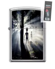 Zippo 82247 aliens in woods forest sci fi spooky Lighter + FLINT PACK