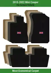 Lloyd Velourtex Front & Rear Carpet Mats for '15-22 Mini Cooper w/British Flag (for: Mini)