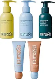 Fix My Curls 5 Steps Moisture Bundle with Cleansing Shampoo, Hydrating Deep Conditioner, Flax Seed Gelly And Hair Butter For Curly And Wavy Low porosity 3A to 4A Curls 100 G Each